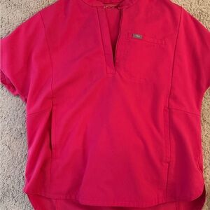 Figs Vibrant Pink Scrub Top